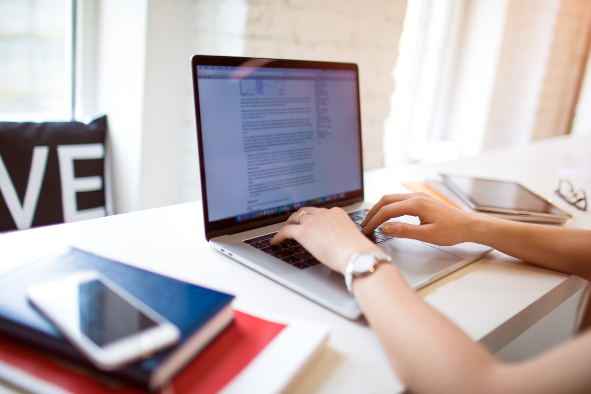 Woman writing content