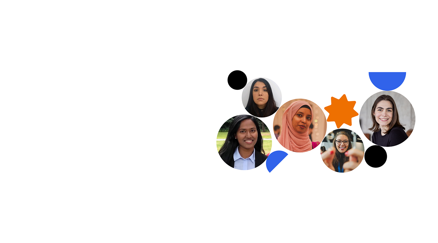 Image featuring 5 female engineers from diverse backgrounds 
