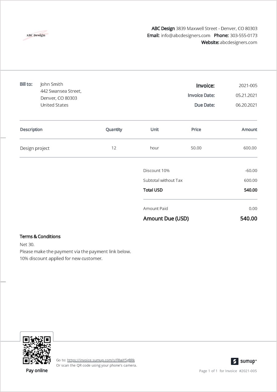 Freelance Invoice Templates | SumUp Invoices