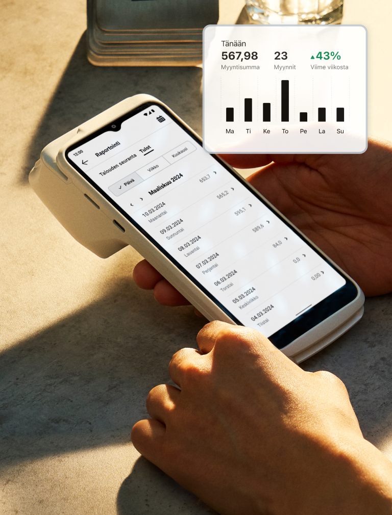 Tarkastele keskeisiä lukuja suoraan laitteelta ja ilmoita verot nopeammin ladattavien raporttien avulla.