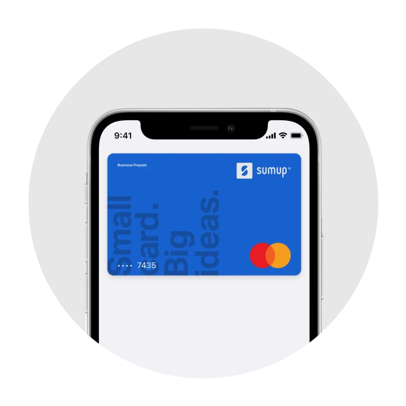 Immagine di SumUp Card nel wallet di Apple Pay o Google Pay