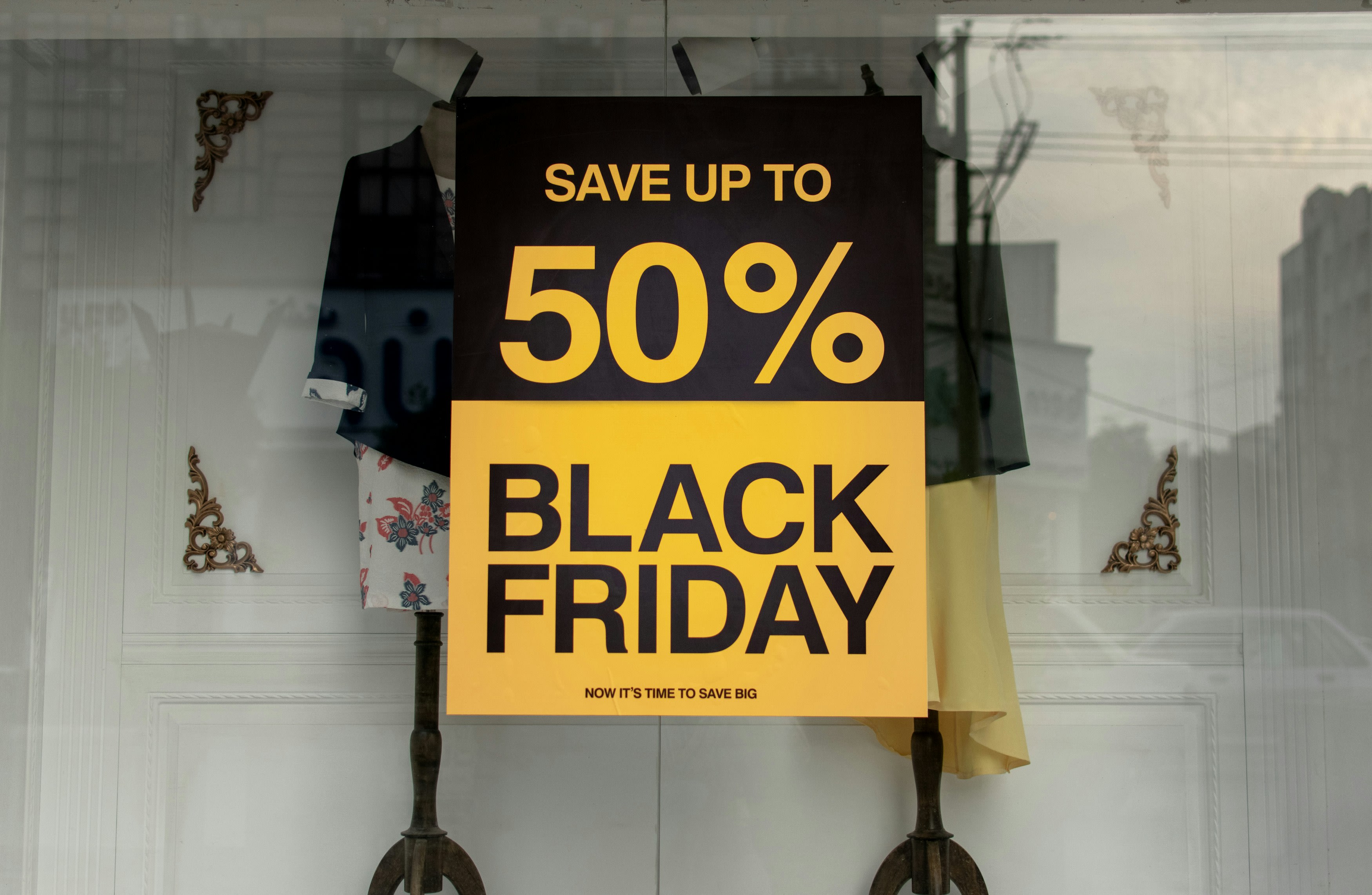 A sign reading “Black Friday Sale”
