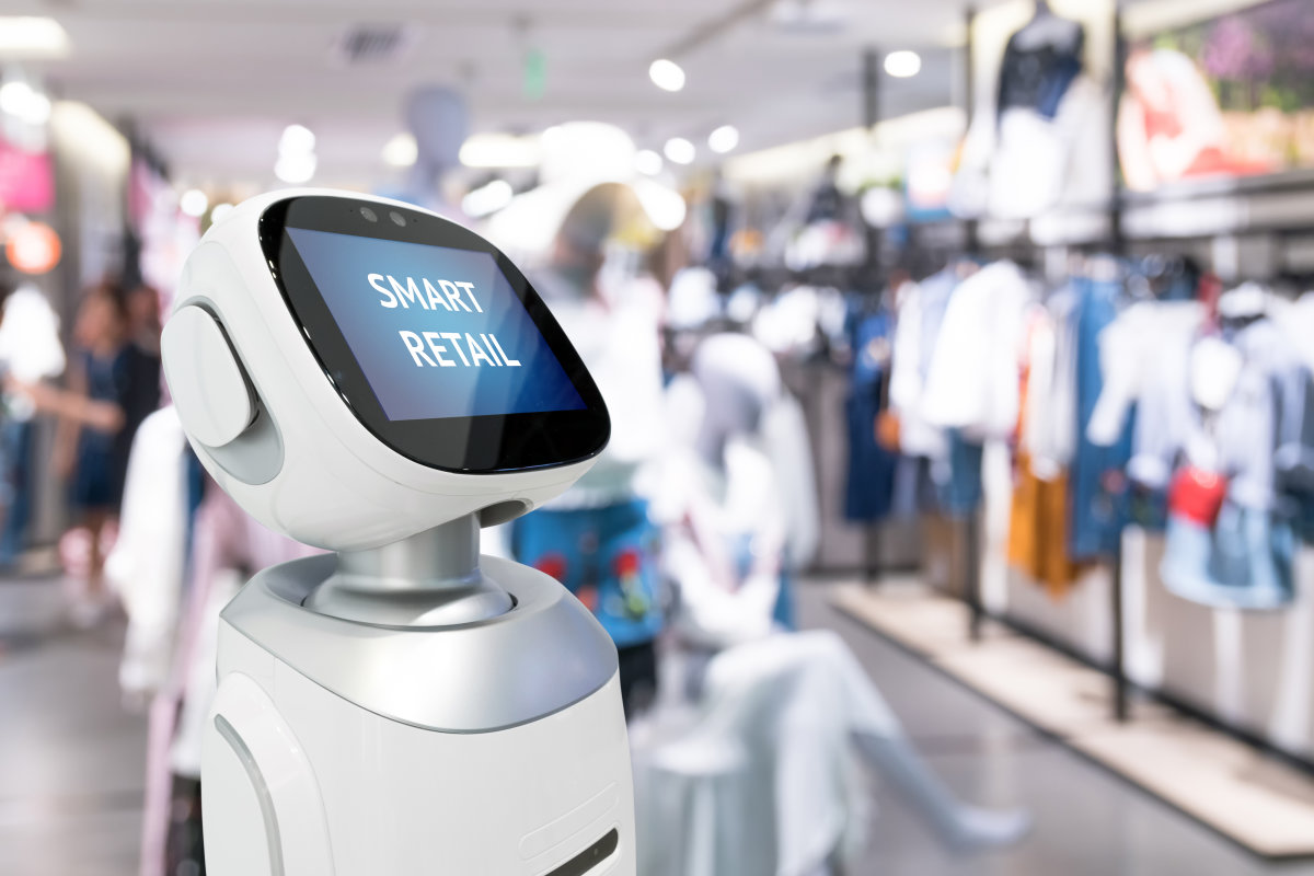 AI robot working in a retail store 
