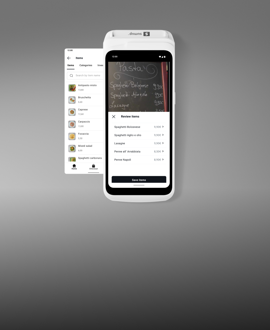 Take a photo of your menu or price list and let AI do the rest. Its quick and easy catalogue function gets you ready to sell faster in no time.