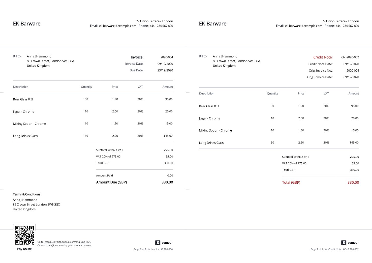How to legally change an invoice with a credit note | SumUp Invoices
