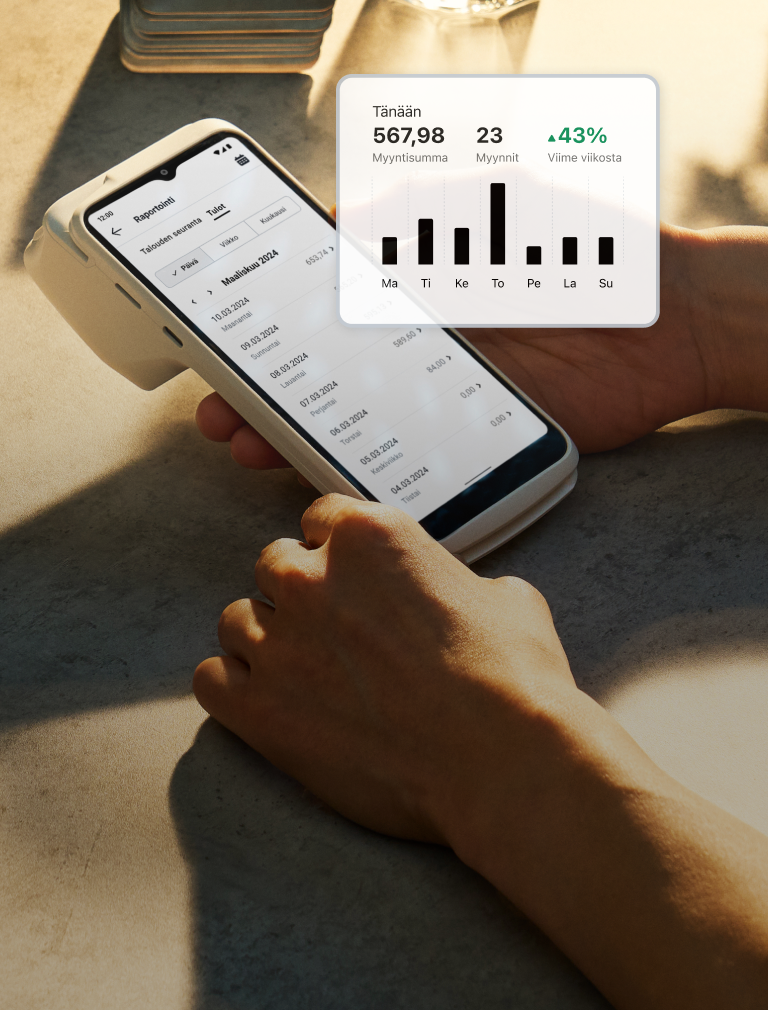 Tarkastele keskeisiä lukuja suoraan laitteelta ja ilmoita verot nopeammin ladattavien raporttien avulla.