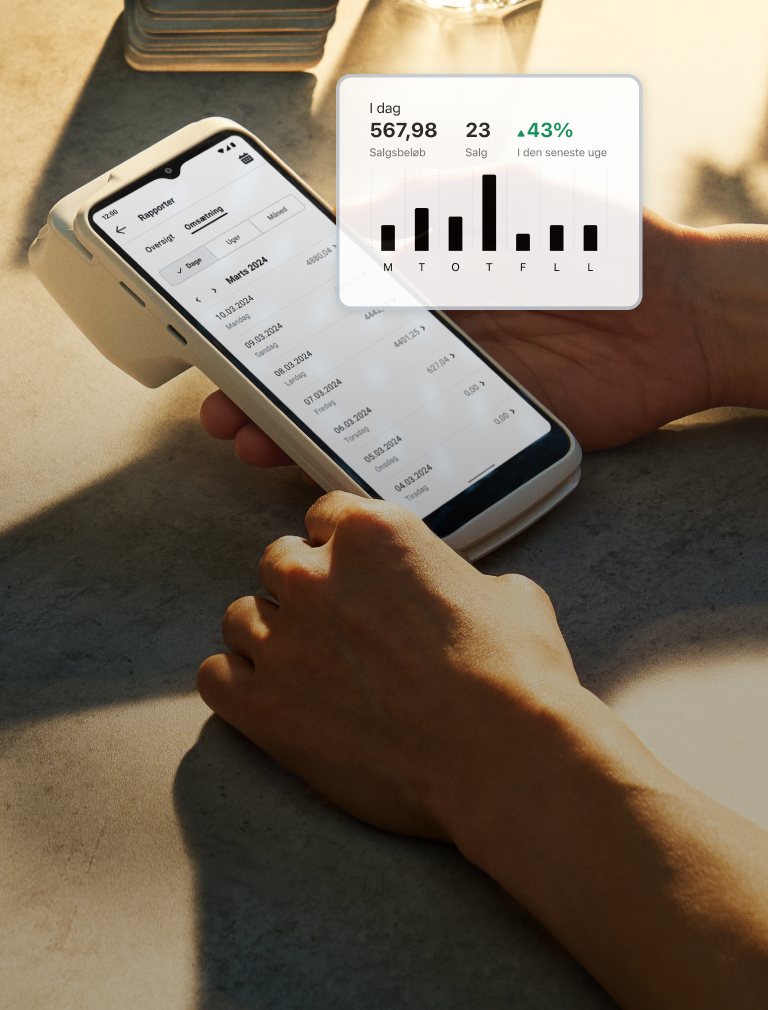 Hold hele tiden øje med dine tal på enhedens skærm, og gør din skatteindberetning nemmere med rapporter, som kan downloades.
