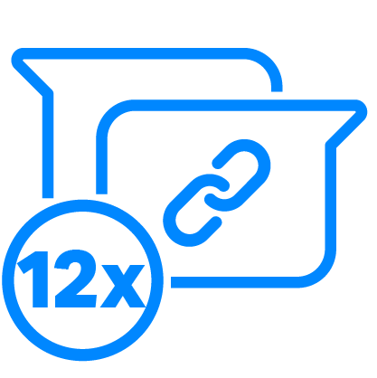 O ícone de conta bancária ilustra que com o SumUp Link é possível parcelar em até 12x