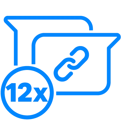 O ícone de conta bancária ilustra que com o SumUp Link é possível parcelar em até 12x