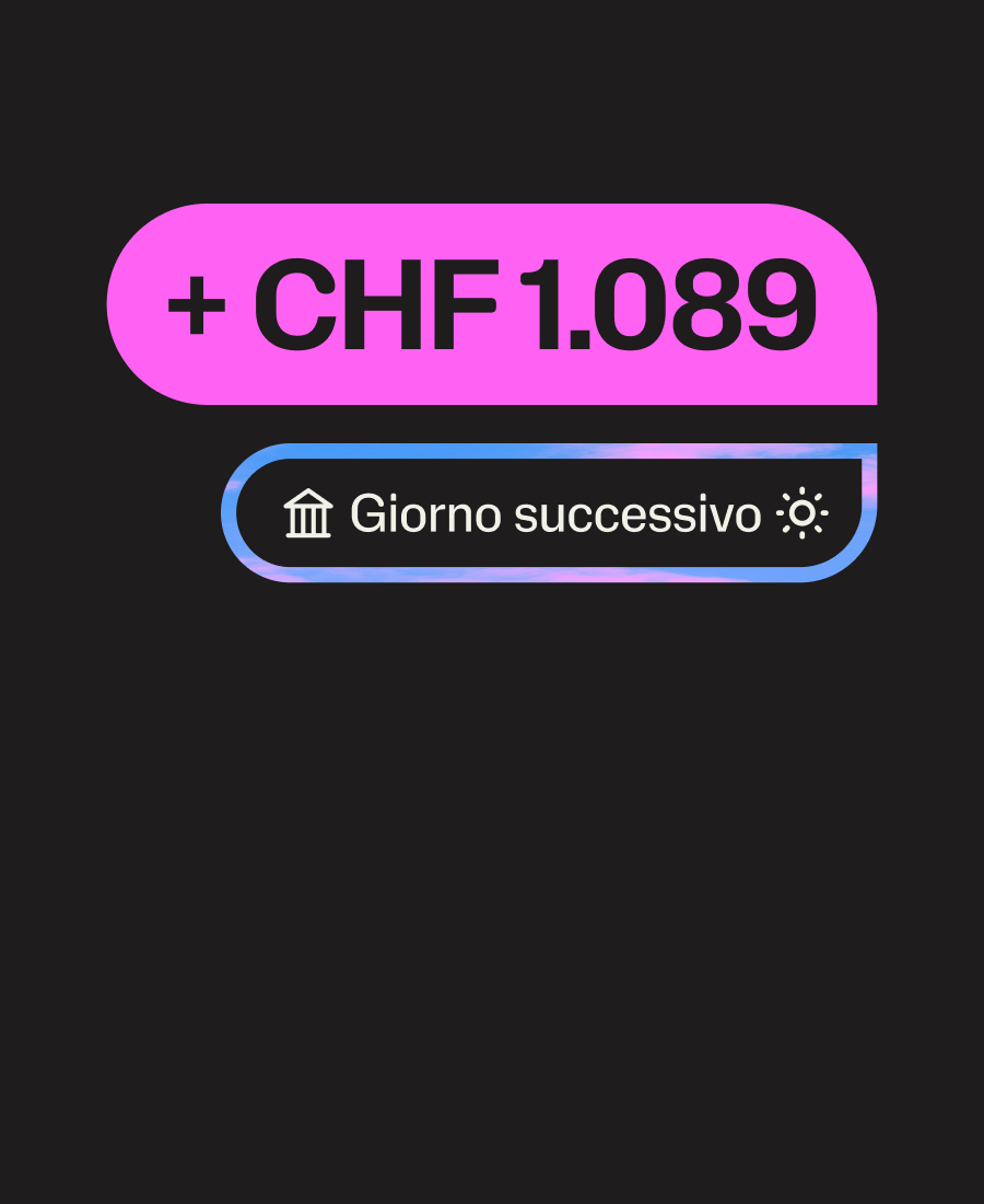 Gli incassi arrivano sul tuo conto bancario entro il giorno lavorativo successivo.