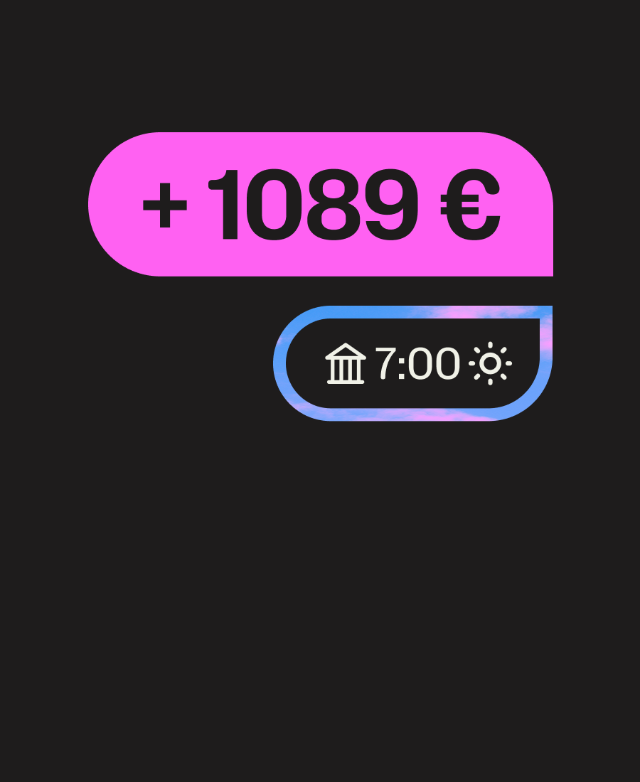 Os seus rendimentos ficam disponíveis na sua conta empresarial até às 7h do dia seguinte — 365 dias por ano.
