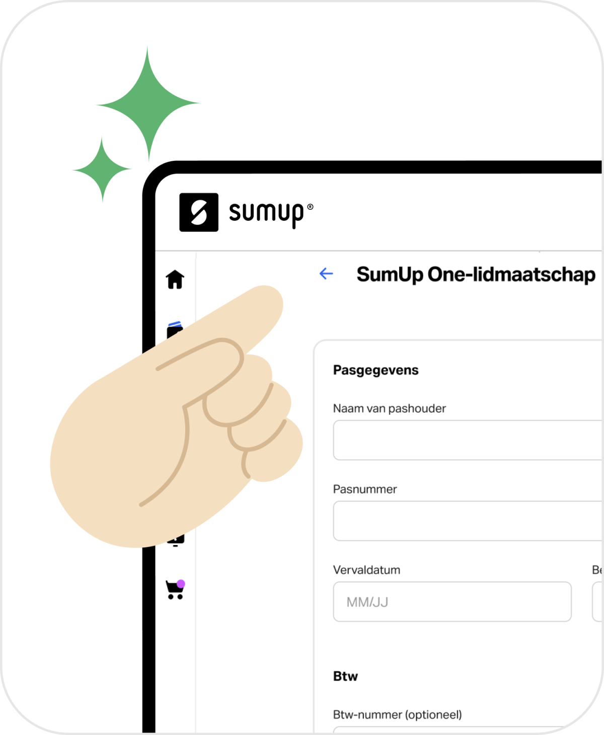 Afbeelding die laat zien waar mensen zich kunnen aanmelden voor SumUp One