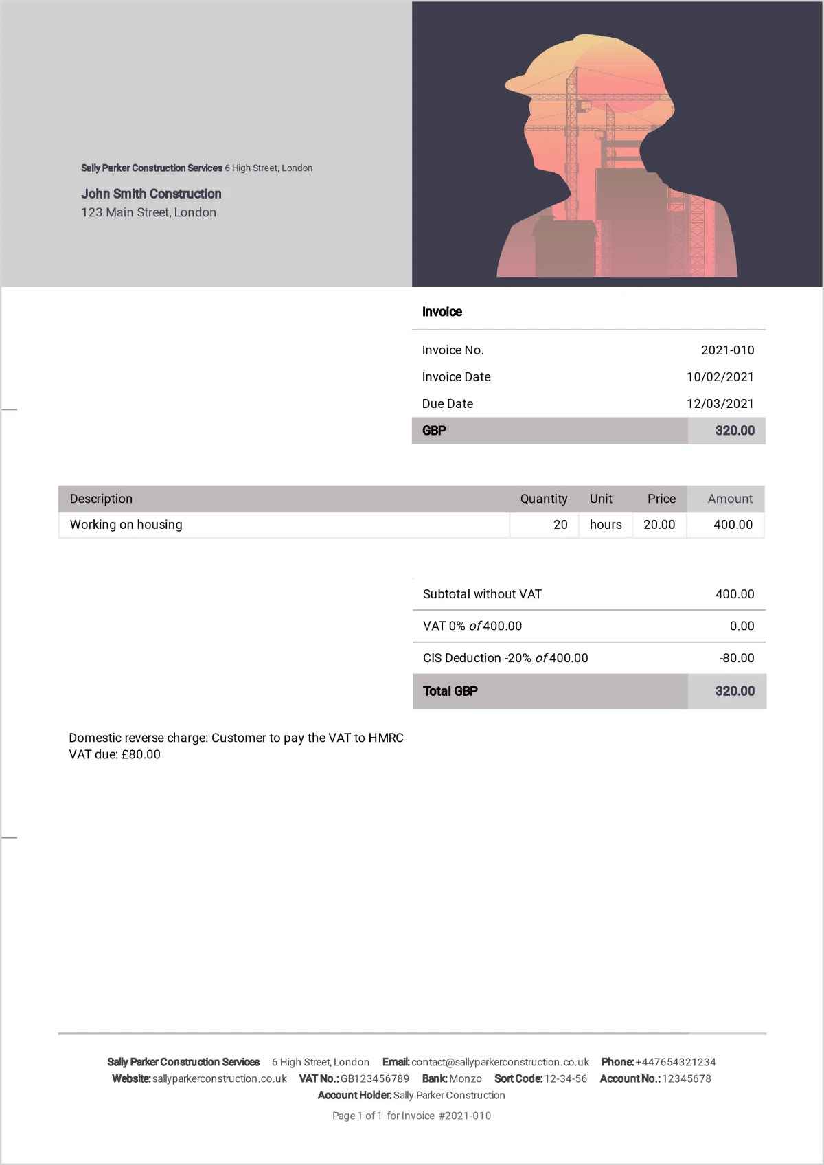 Invoice templates for construction services  SumUp Invoices Within Hmrc Invoice Template