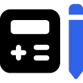 Calculator with a blue pencil icon