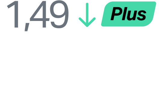 Image of the standard pay-as-you go fee with an arrow pointing to the Payments Plus fee.