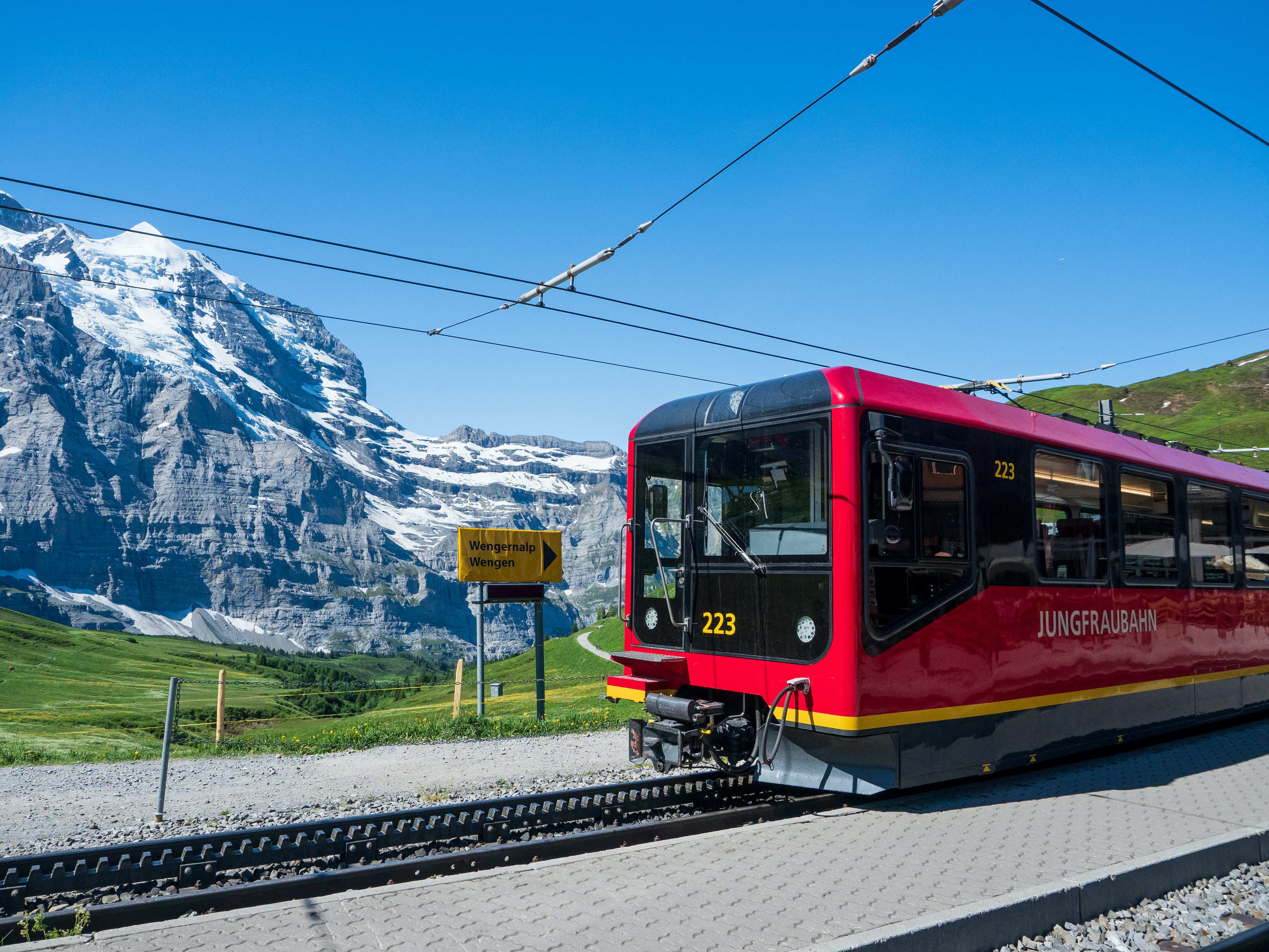 The Jungfraubahn close up, driving up the Jungfraujoch