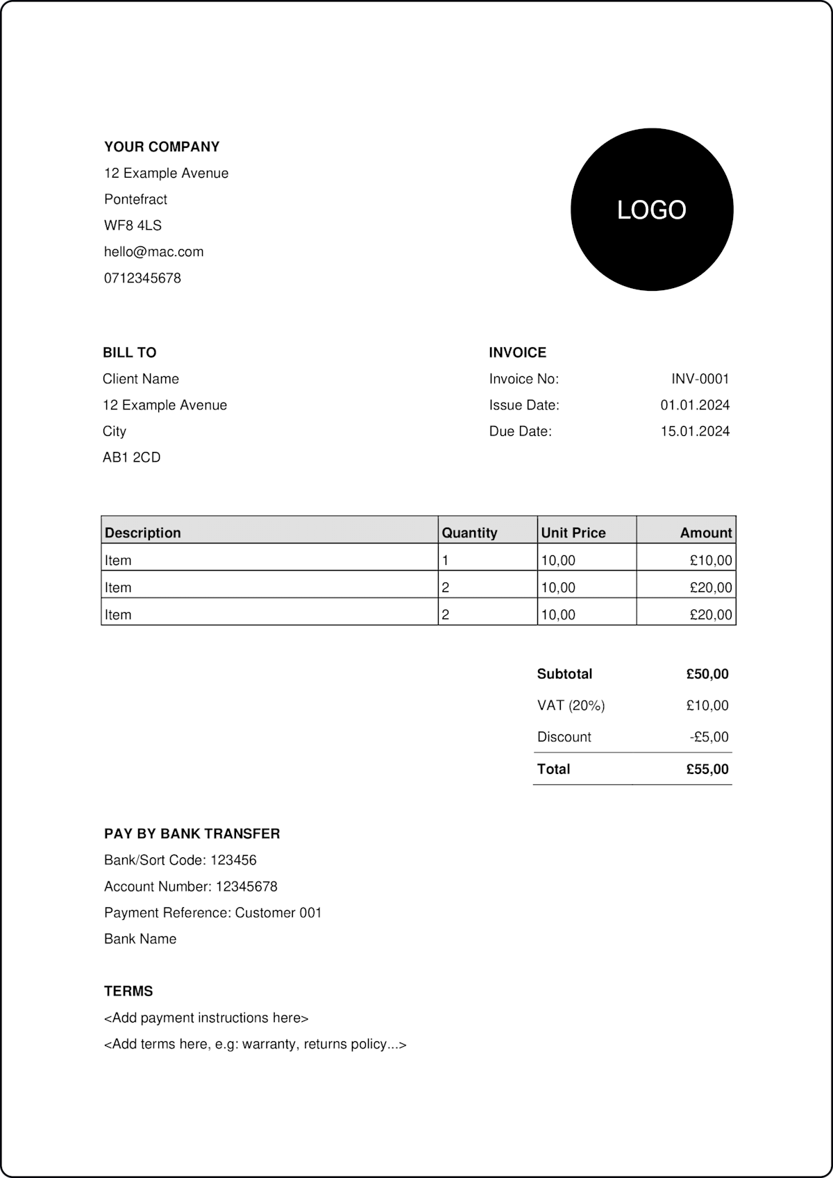 Invoice template image