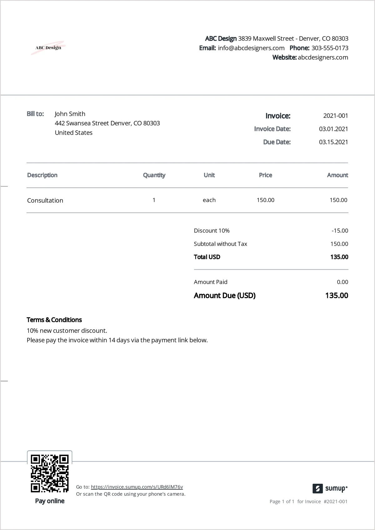 Invoice Templates for Word and Excel  SumUp Invoices With Regard To Cool Invoice Template Free