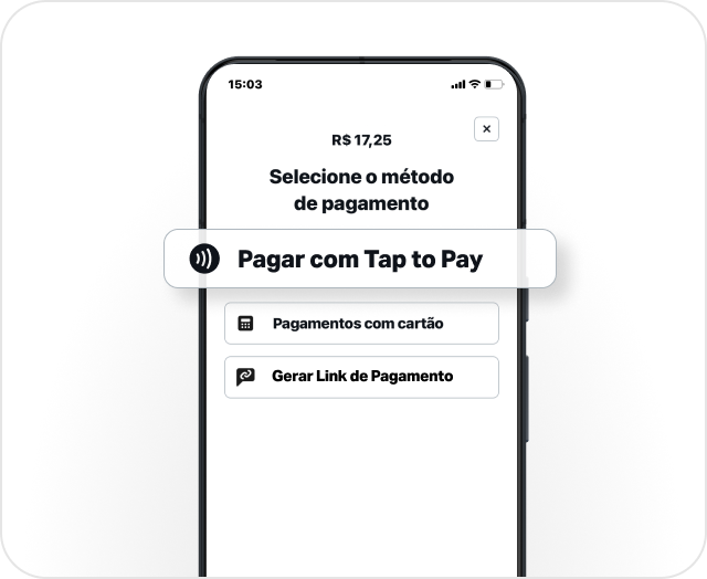 Tela do aplicativo SumUp mostrando a opção 'Tap to Pay' para realizar pagamentos por aproximação, destacando a funcionalidade prática e sem a necessidade de uma maquininha.

