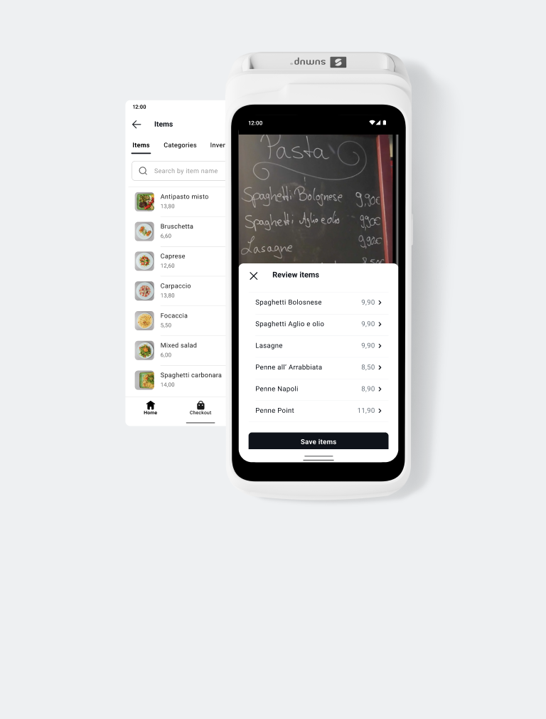 Just take a photo of your menu or price list and let AI do the rest. Its quick and easy catalogue function gets you ready to sell faster in no time.