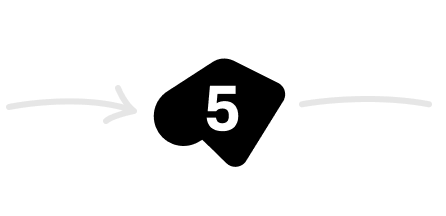 Black shape with number 5 in white.