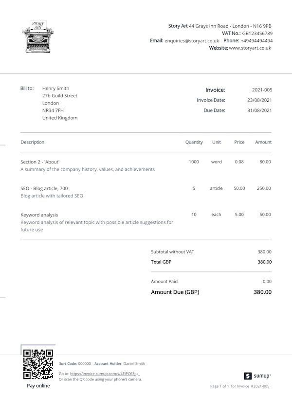 Project Invoice Copywriting Example Freelance copywriter? Make your invoices as easy to understand as your copy