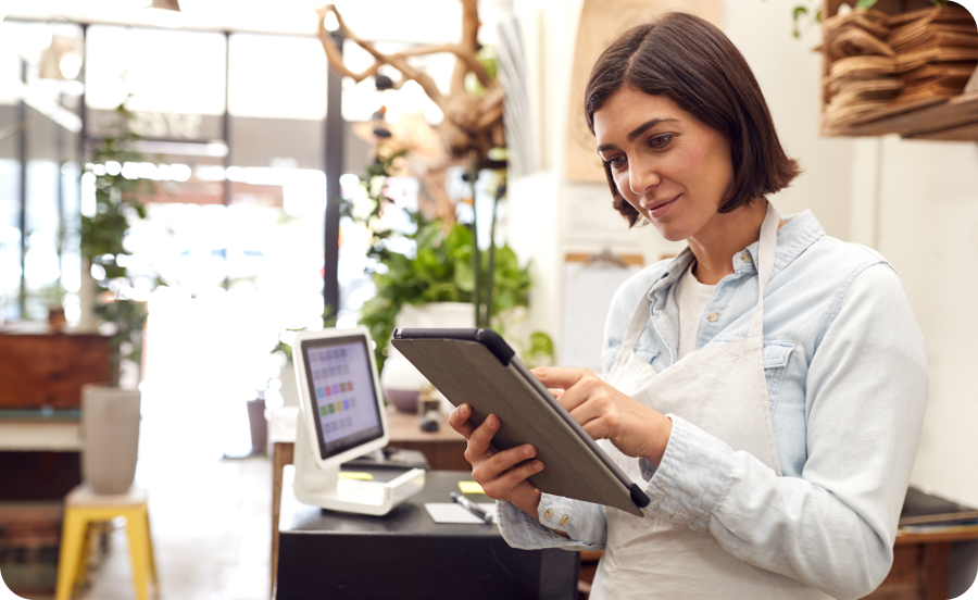 Image of a baker on a tablet