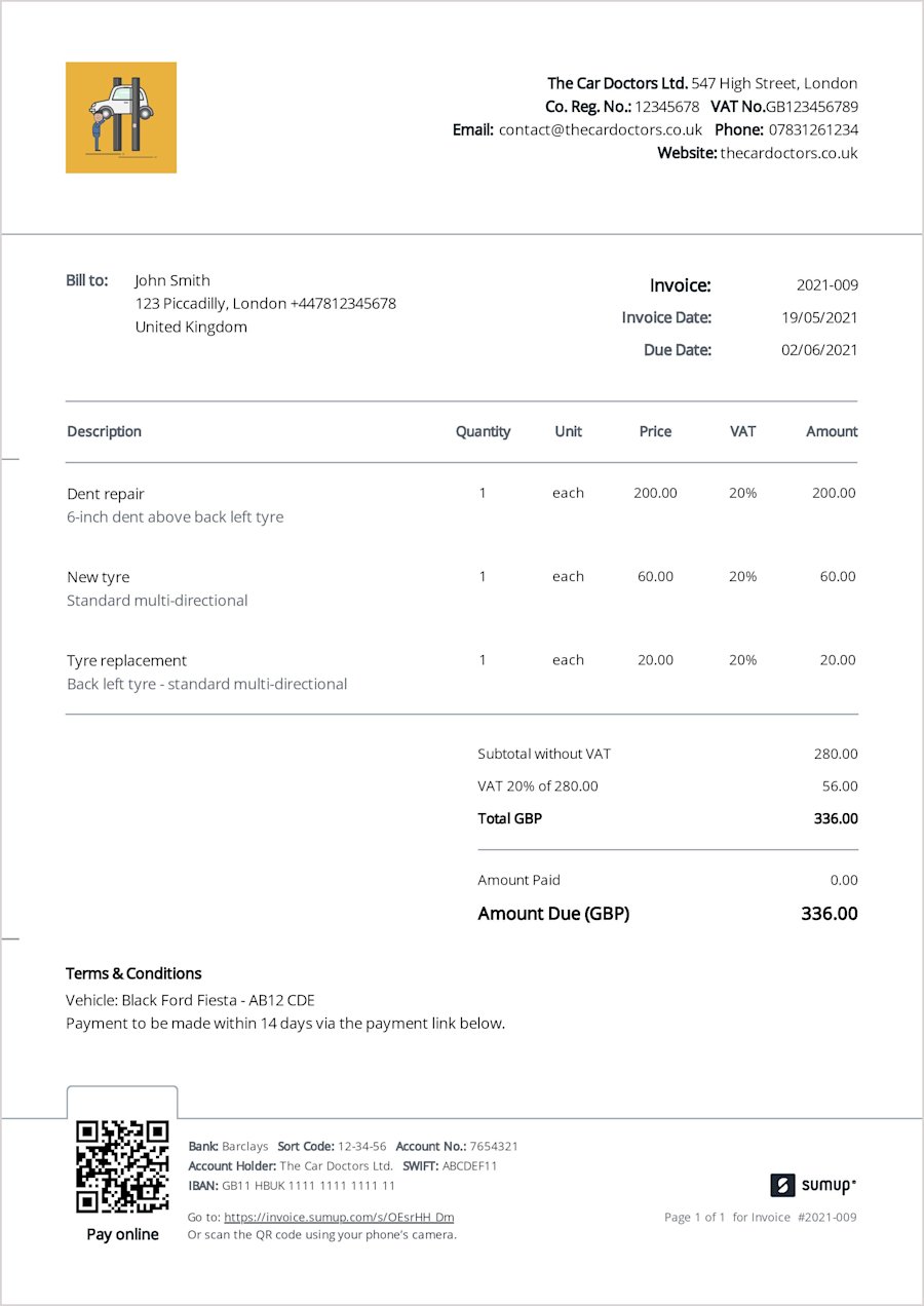 Invoice format - What is invoice format? | SumUp Invoices