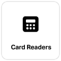 Icon of card reader with text "Card readers"