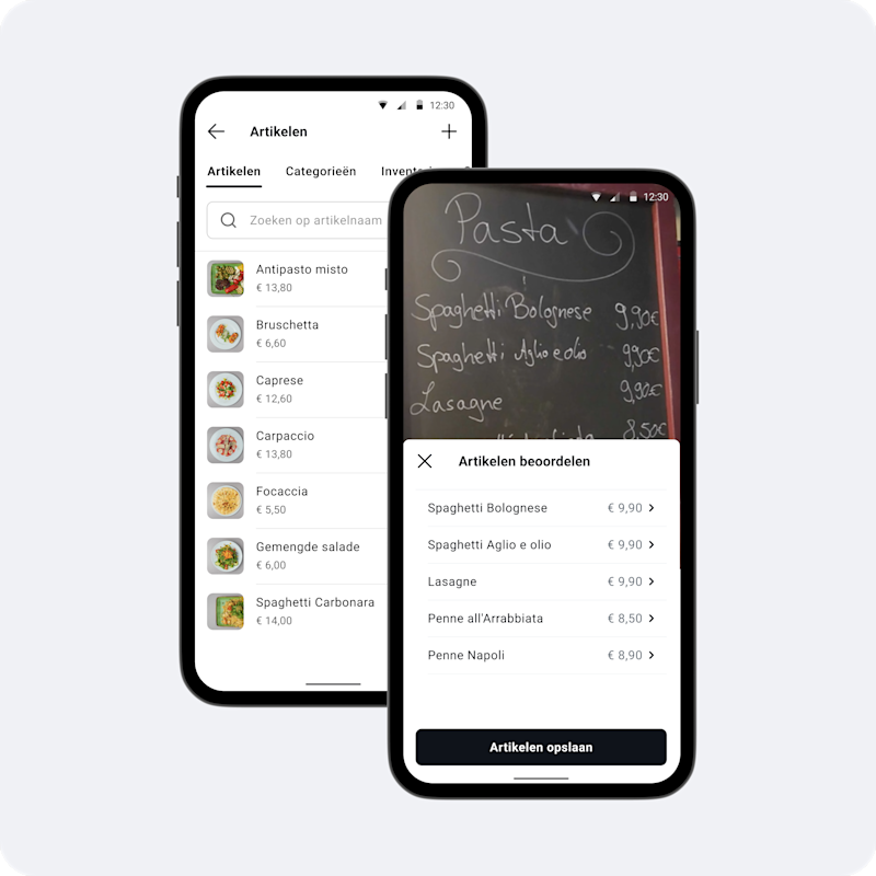 Screens from the Terminal app showcasing AI-powered image recognition used to build catalogues instantly
