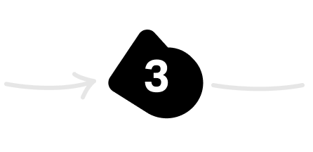 Black shape with number 3 in white