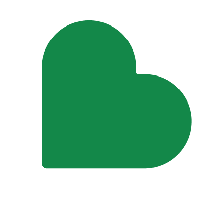 A green heart icon representing balance and well-being