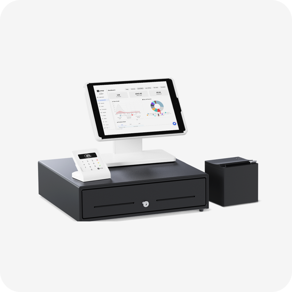 SumUp POS System with cash drawer, card reader and receipt printer