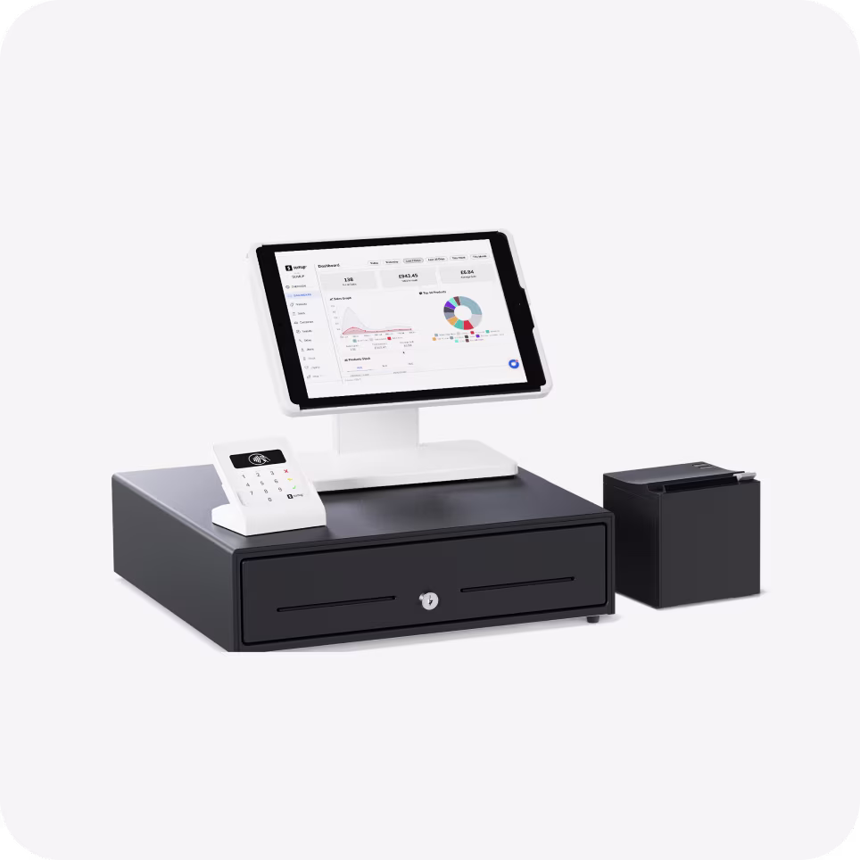 SumUp POS System with cash drawer, card reader and receipt printer
