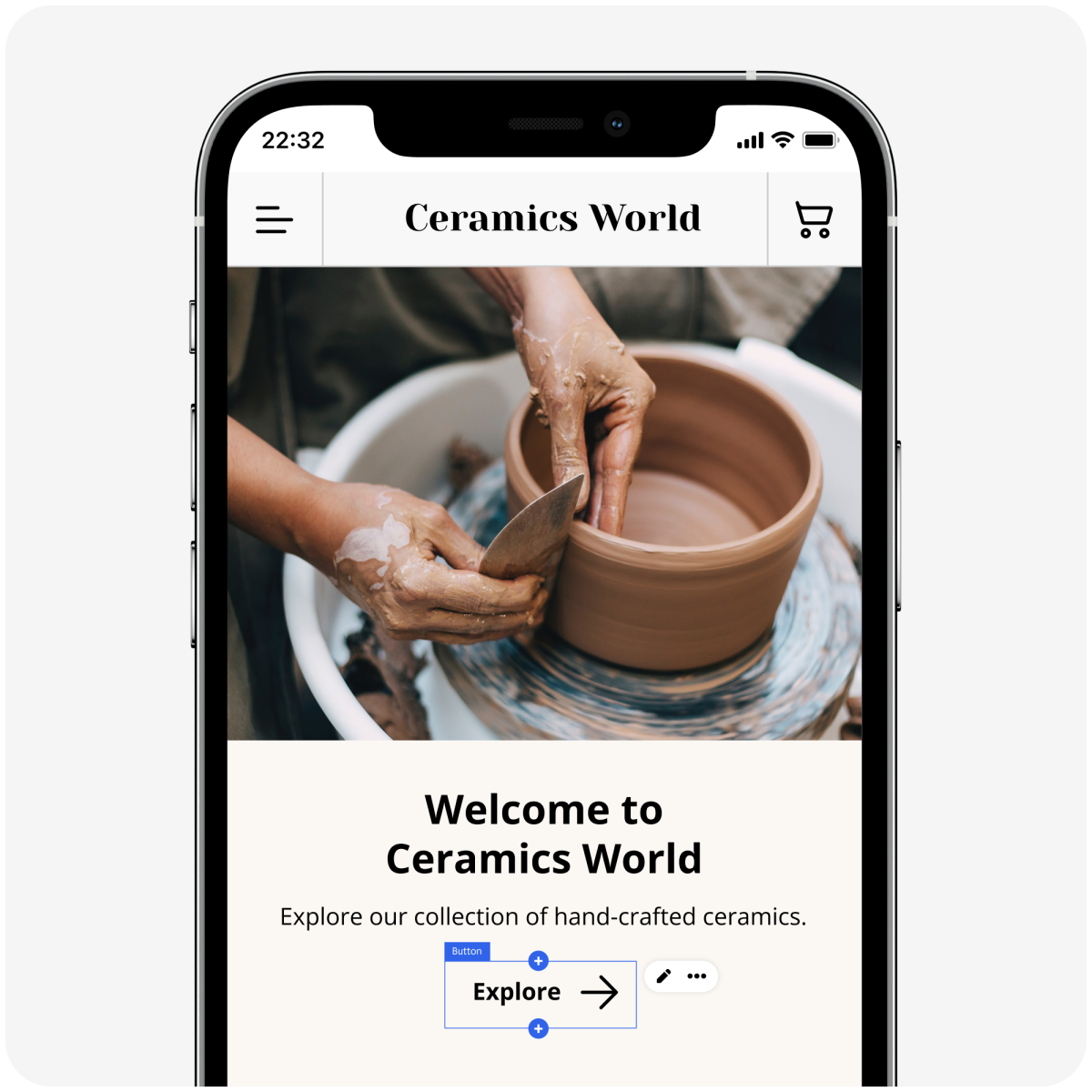 A picture of a sample online store called Ceramics World