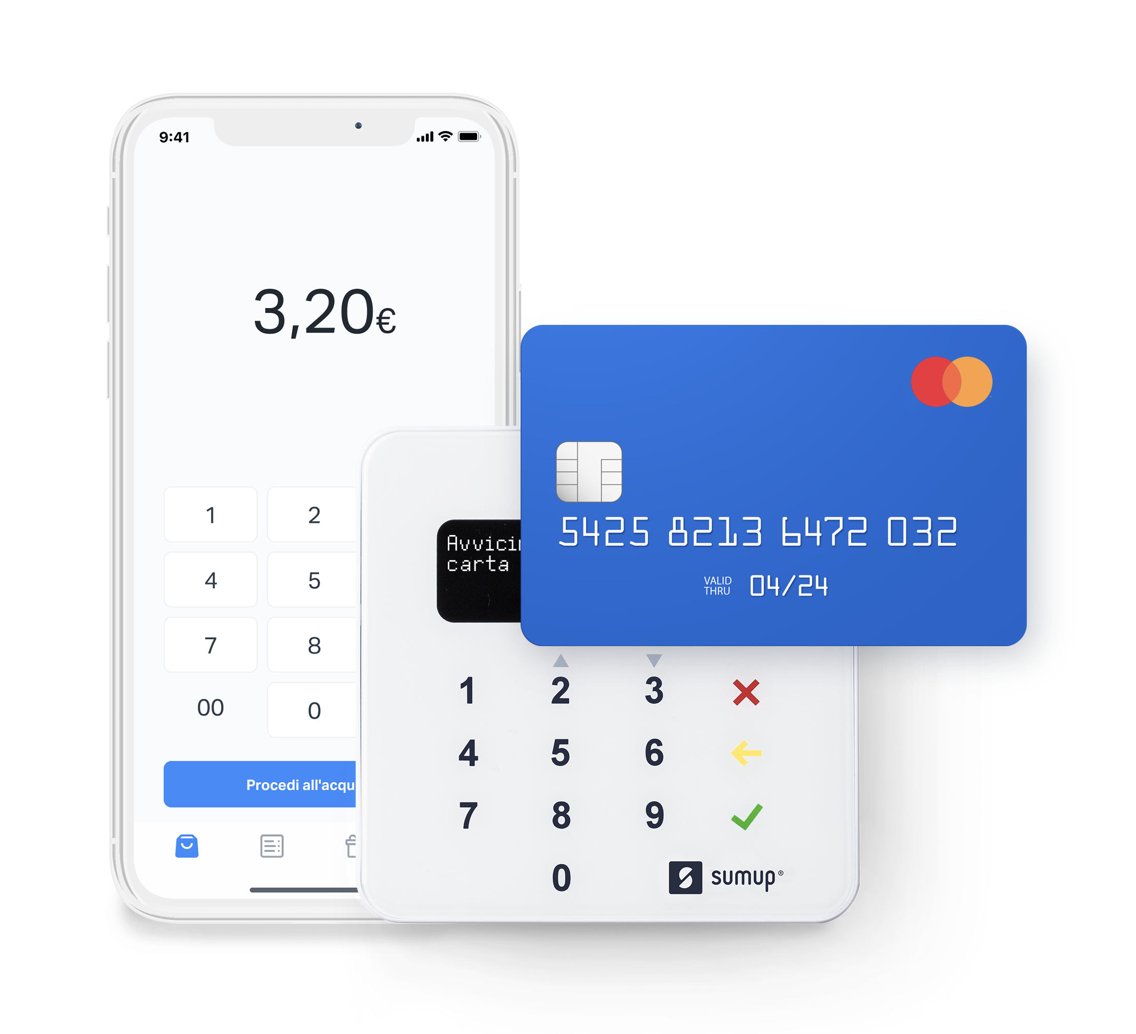 Lettore di carte SumUp Air Bundle pagamenti POS mobile bluetooth/NFC + base  ricarica - DIMOStore