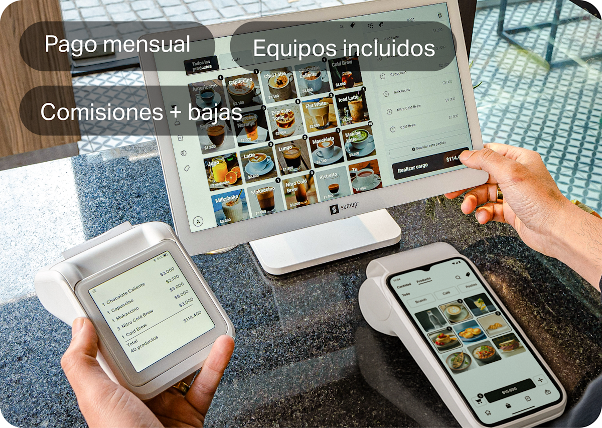 Equipos incluidos, pago mensual y comisiones más bajas.