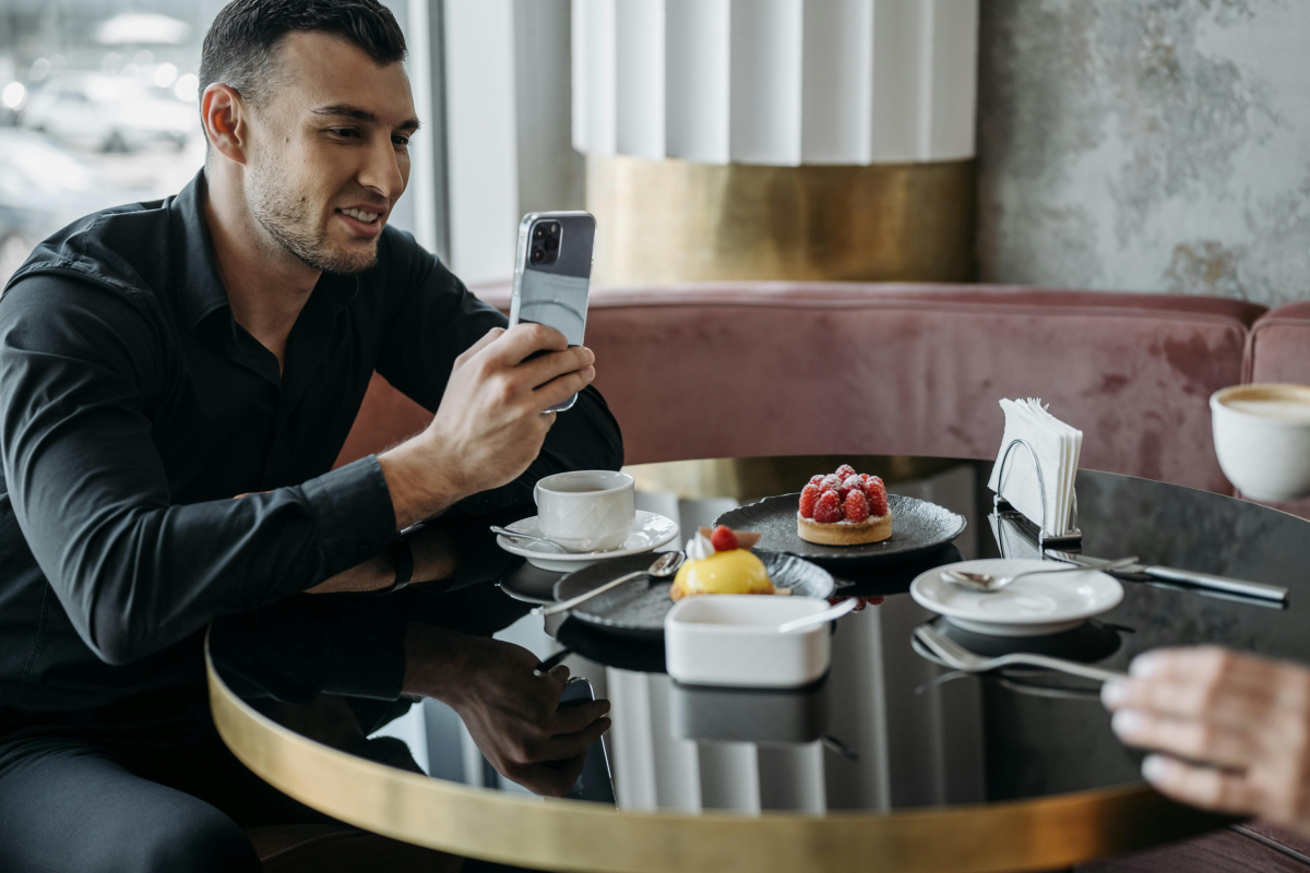 Foto für positive Bewertung eines Restaurants machen