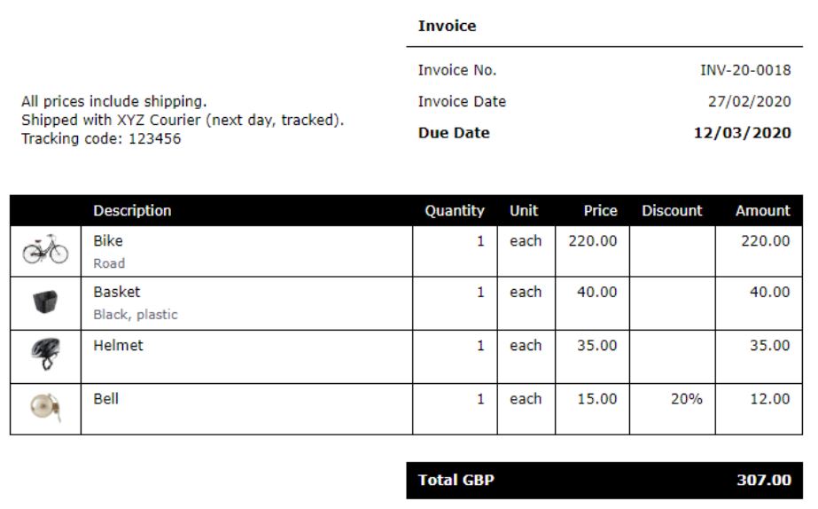 Delivery fees on your invoices