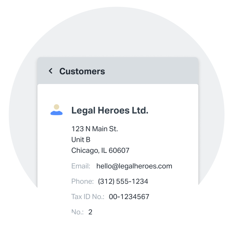 Invoicing is only part of SumUp Invoices. It also gives you tools to save and manage customer details from anywhere. This screenshot shows an example of a saved customer profile.