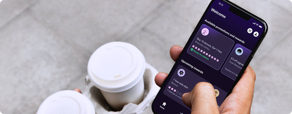 Illustration of a stamp cards inside the SumUp Pay app.