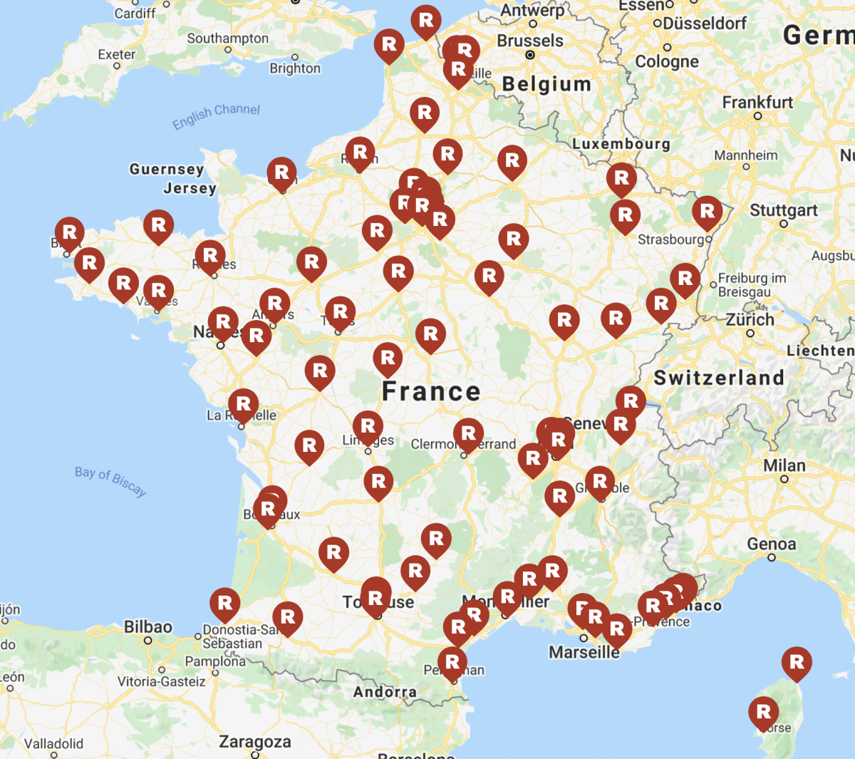 Carte des magasins Retif en France