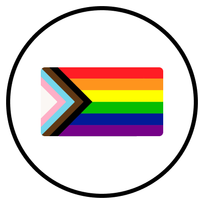 Infographic representing the LGBTQ+ community at SumUp - with the progress pride flag