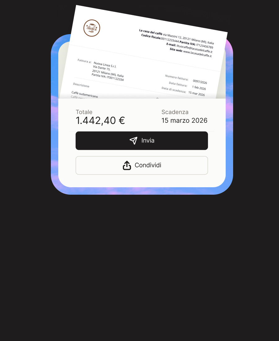 Image showing half of a screen from the SumUp Business app showing the invoicing feature