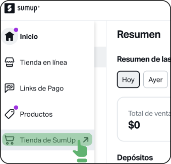 Presiona "Tienda de SumUp"