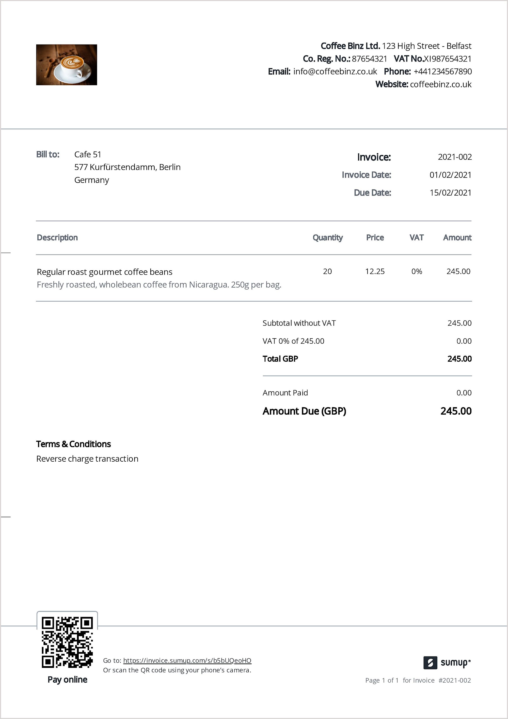 How to create a reverse charge invoice | SumUp Invoices