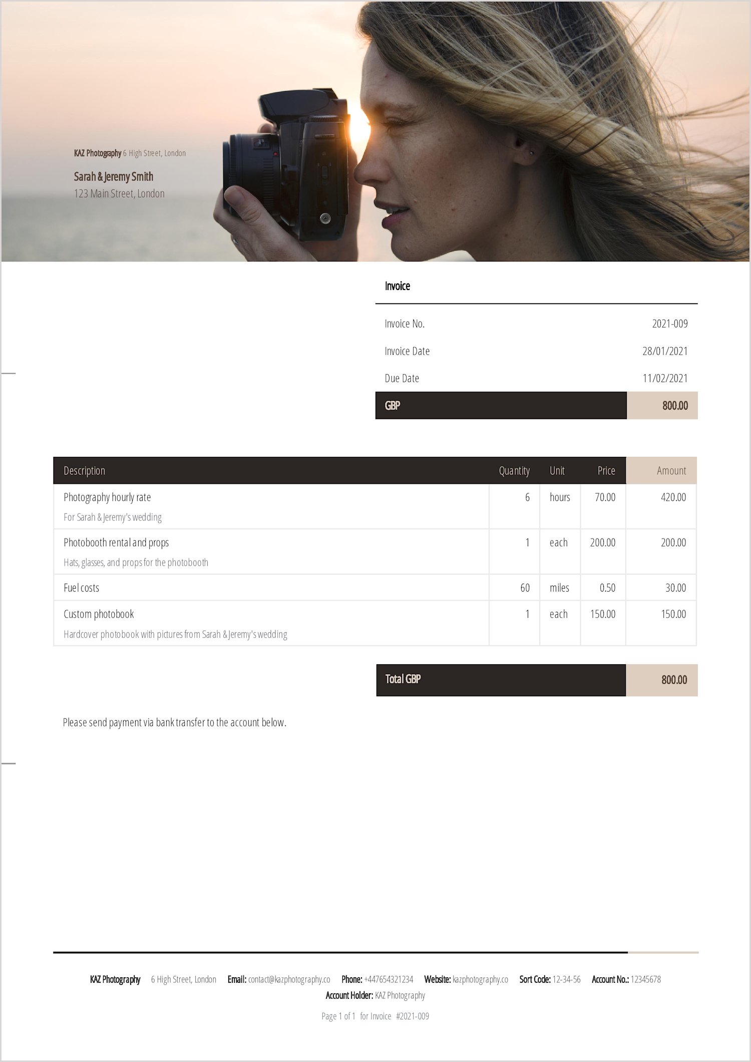 Invoice templates for photographers SumUp Invoices Invoice templates for photographers SumUp Invoices