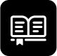 Black and white open book icon representing the education pillar as SumUp's approach to sustainability