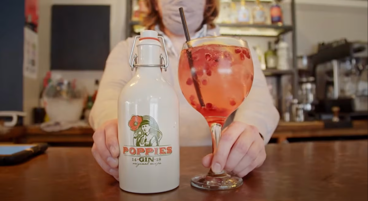 Nick from Ten Green Bottles serving up a Poppies gin cocktail