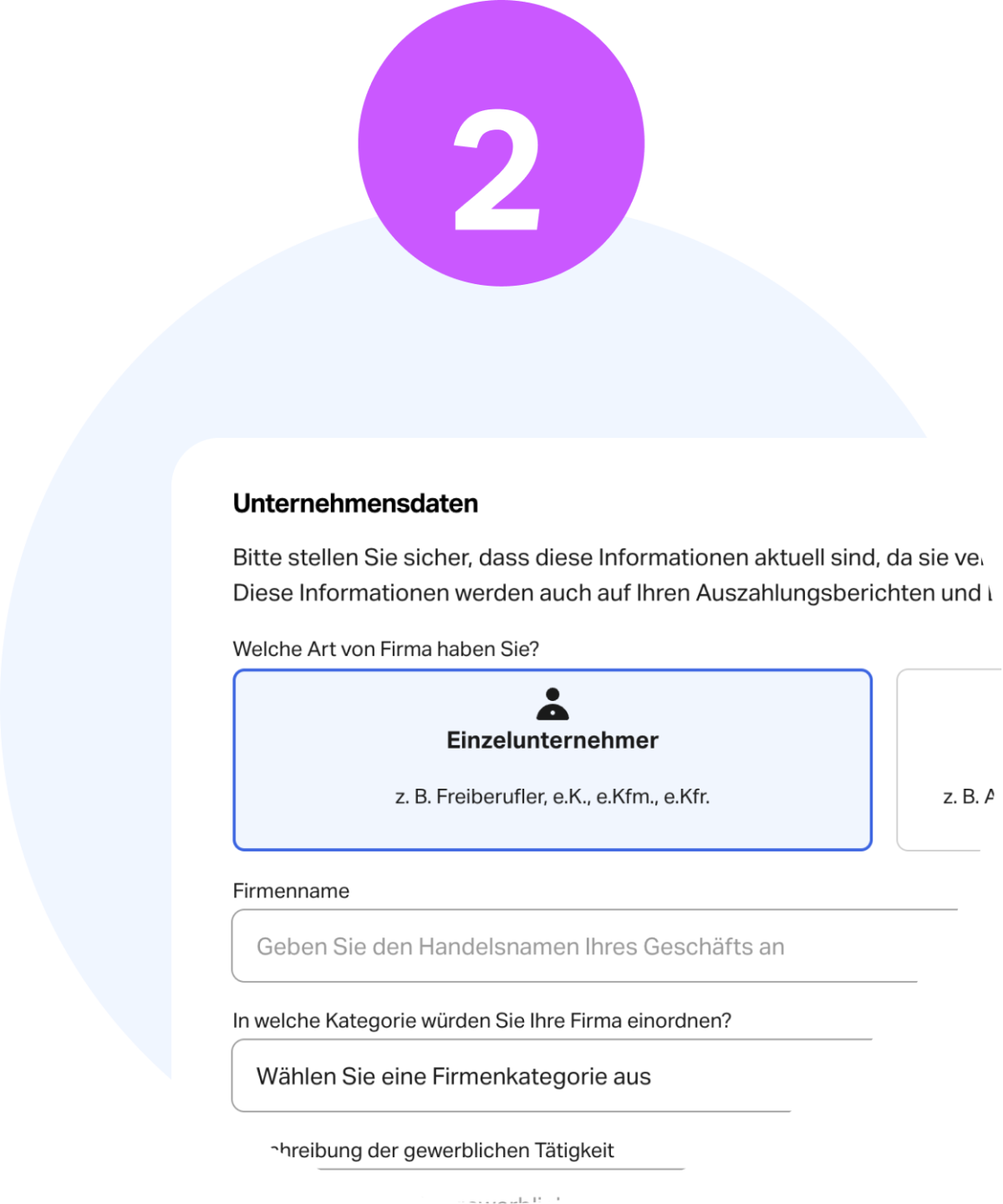 Image showing business details to enter on SumUp Invoices